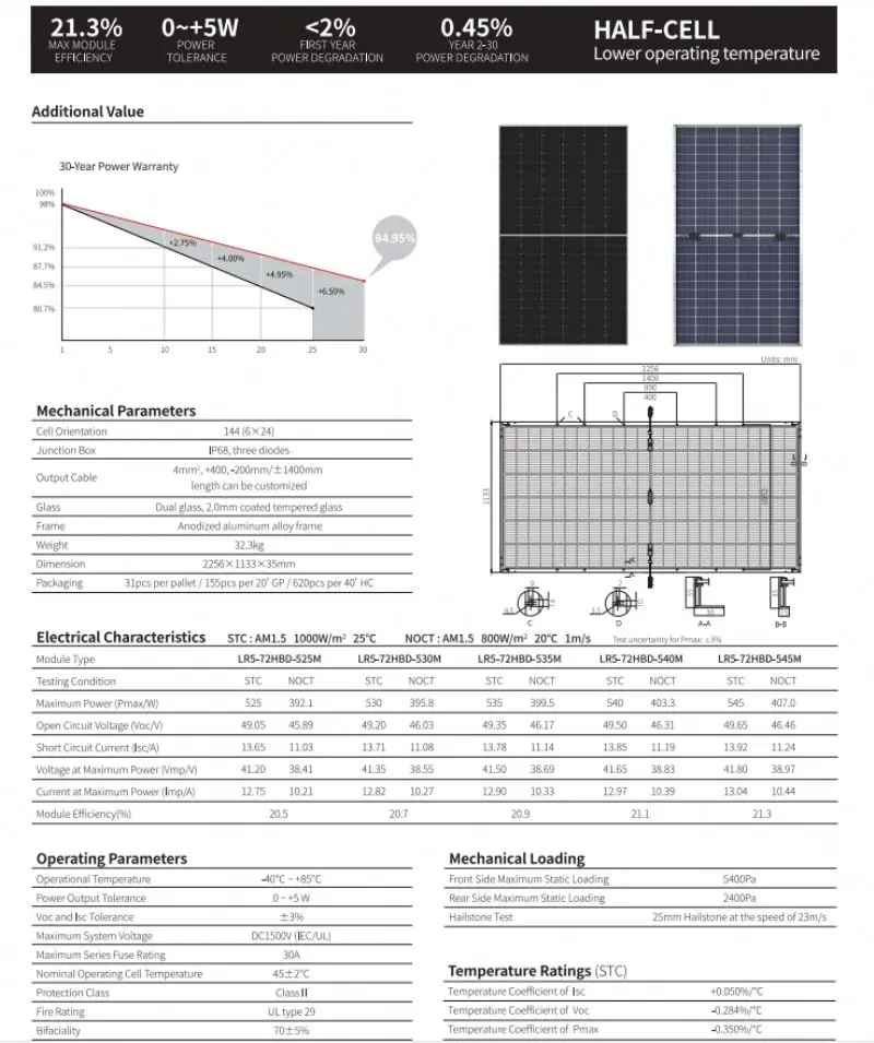 High Grade Bifacial Module 540W B Grade Panel Top 10 Best Solar Panels