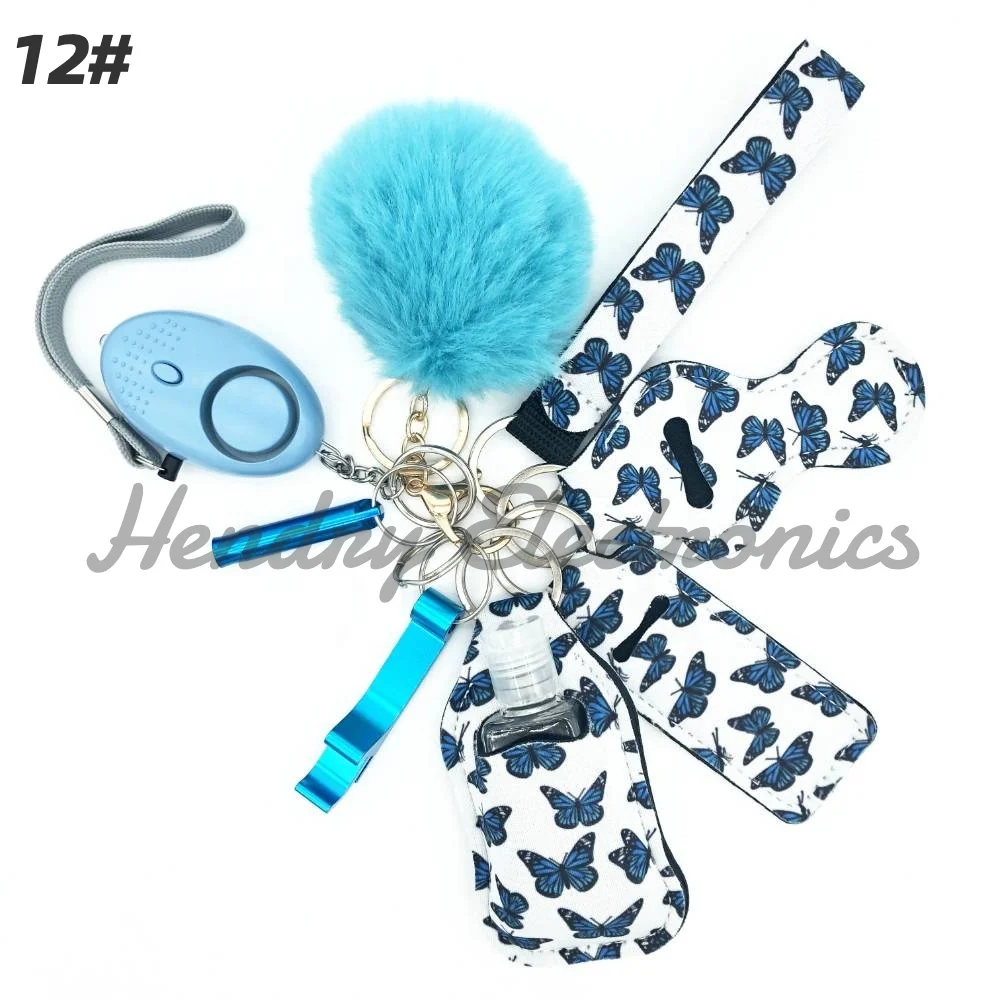 Multicolor Self Defense Keychain Pom Pom Safety Alarm Car Window