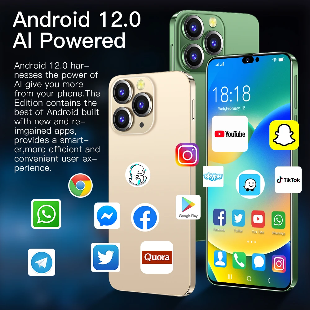 Original 12 Clone I14 Pro Max Celular Android Smartphone 5g I 512gb ...