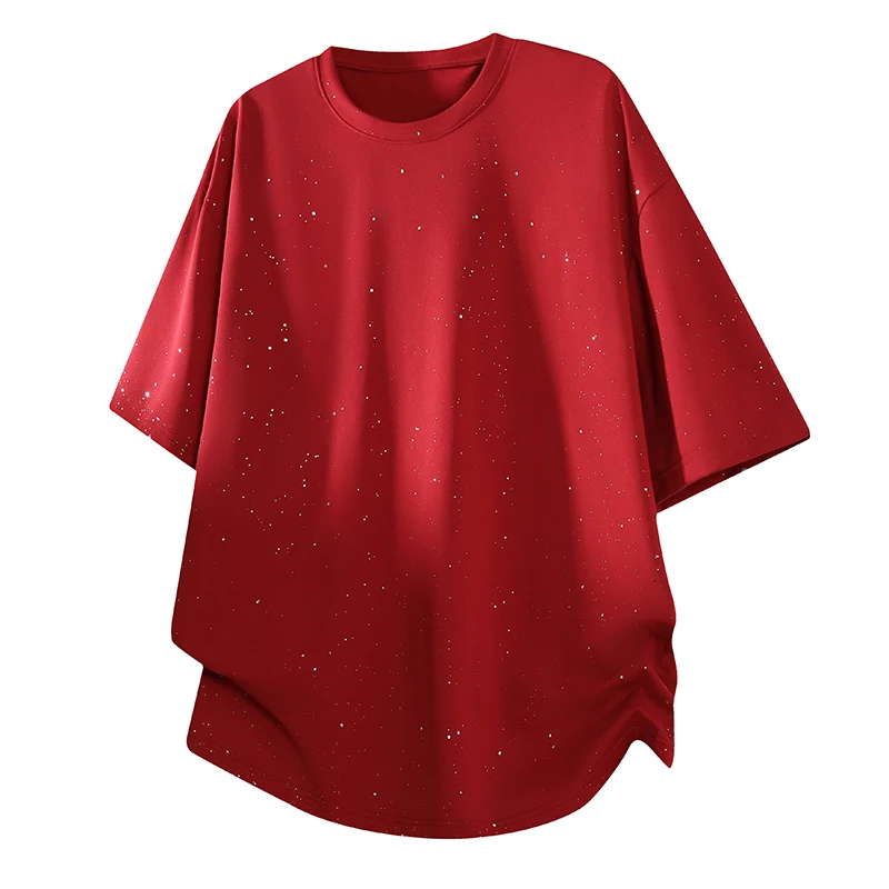 Men's sparkly star print, regular fit, breathable 100% polyester casual short-sleeved crew neck T-shirt, knitted construction, ships within 7 days.