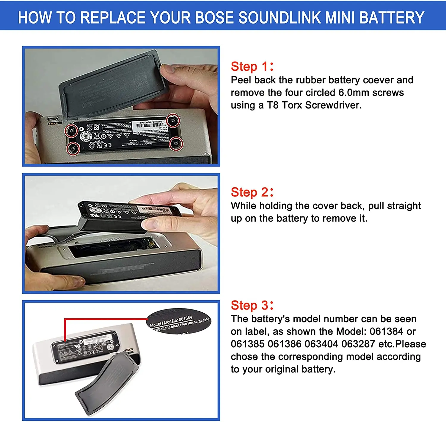 Speaker 7.4v 061384 063404 Baterai 