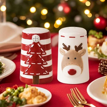 New Christmas Ceramic Salt and Pepper Shaker Santa Claus Reindeer Ceramic Salt and Pepper Shaker Kitchen Wonder