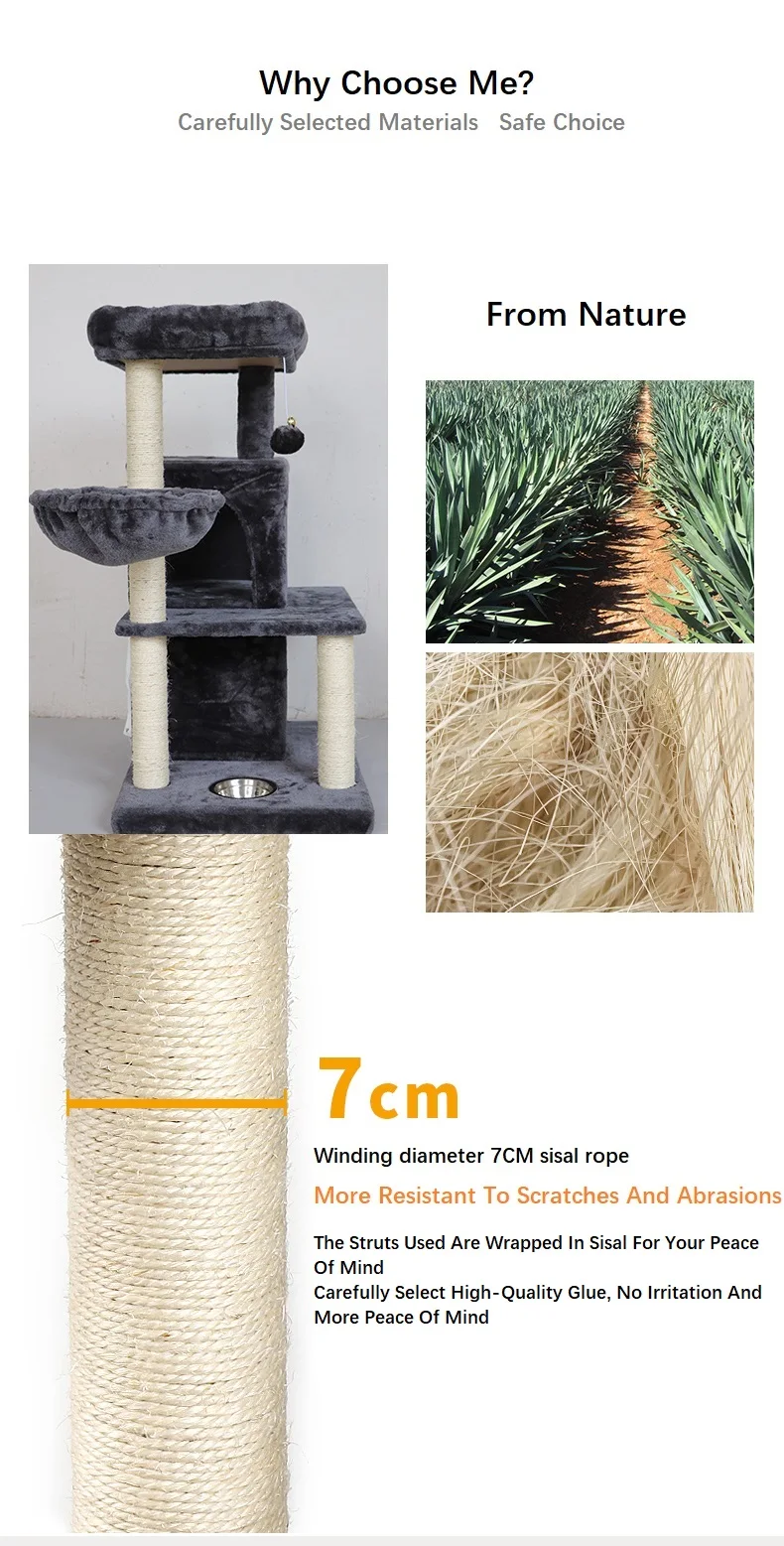 High Quality Multistorey Wooden Cat Tower Tree Apartment Climbing