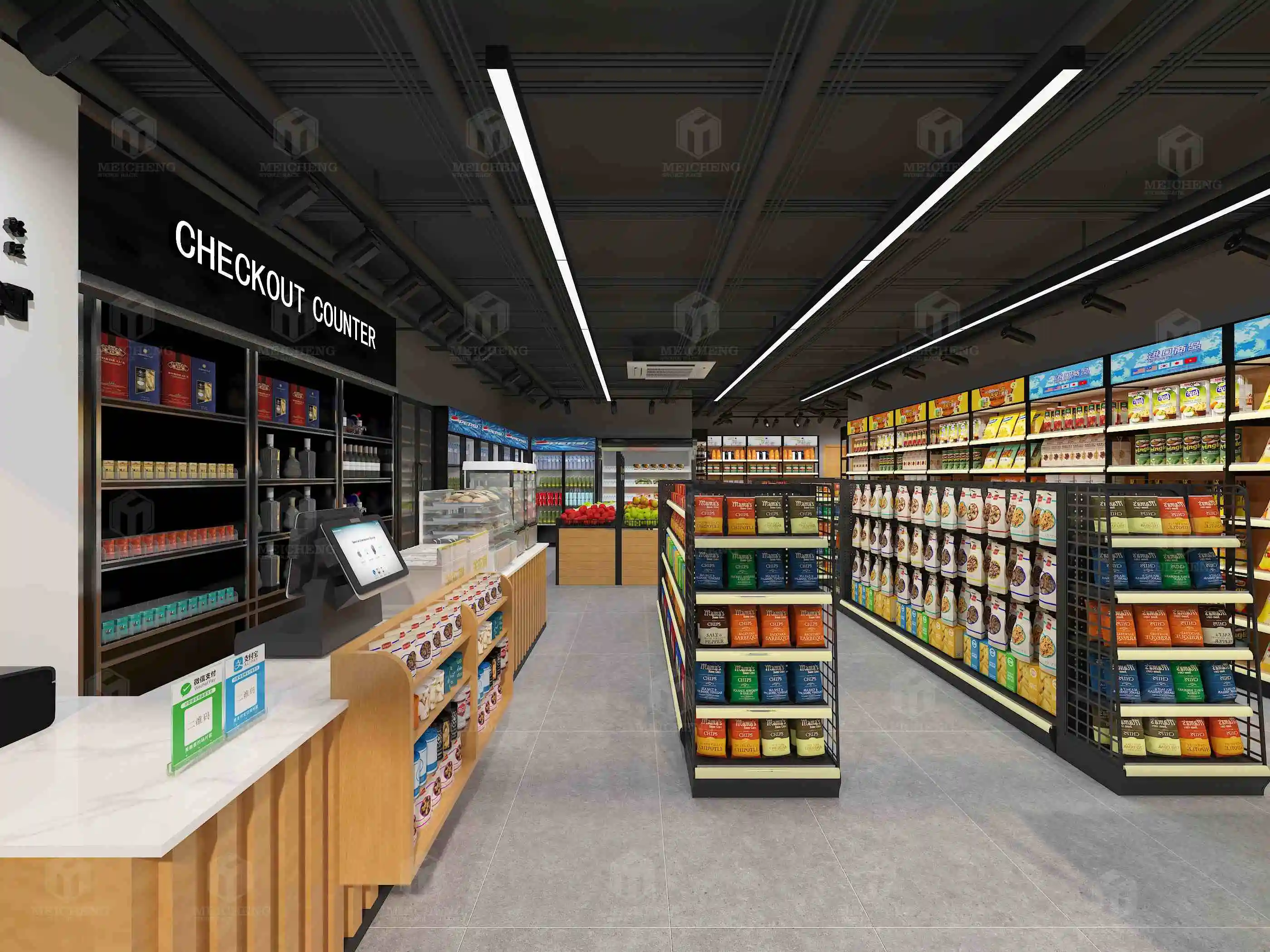 Meicheng Supermarket Interior Design Layout Grocery Store Equipment ...