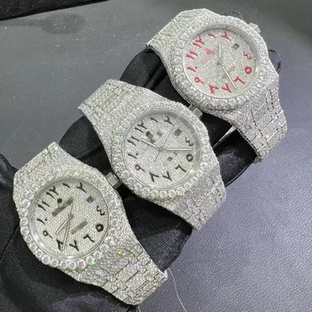 Rappers VVS Diamond High Quality Movement Designer Wrist Watch Hip Hop  Fully Iced Out Moissanite Watch for Men