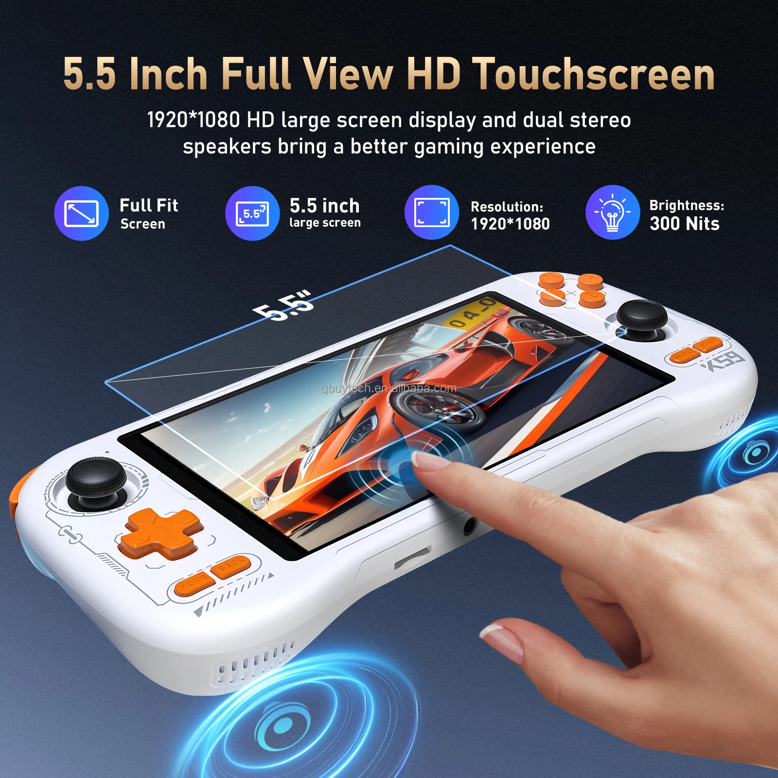 K59 ハンドヘルドゲーム機 128GB 5.5インチ タッチスクリーン Android 14
