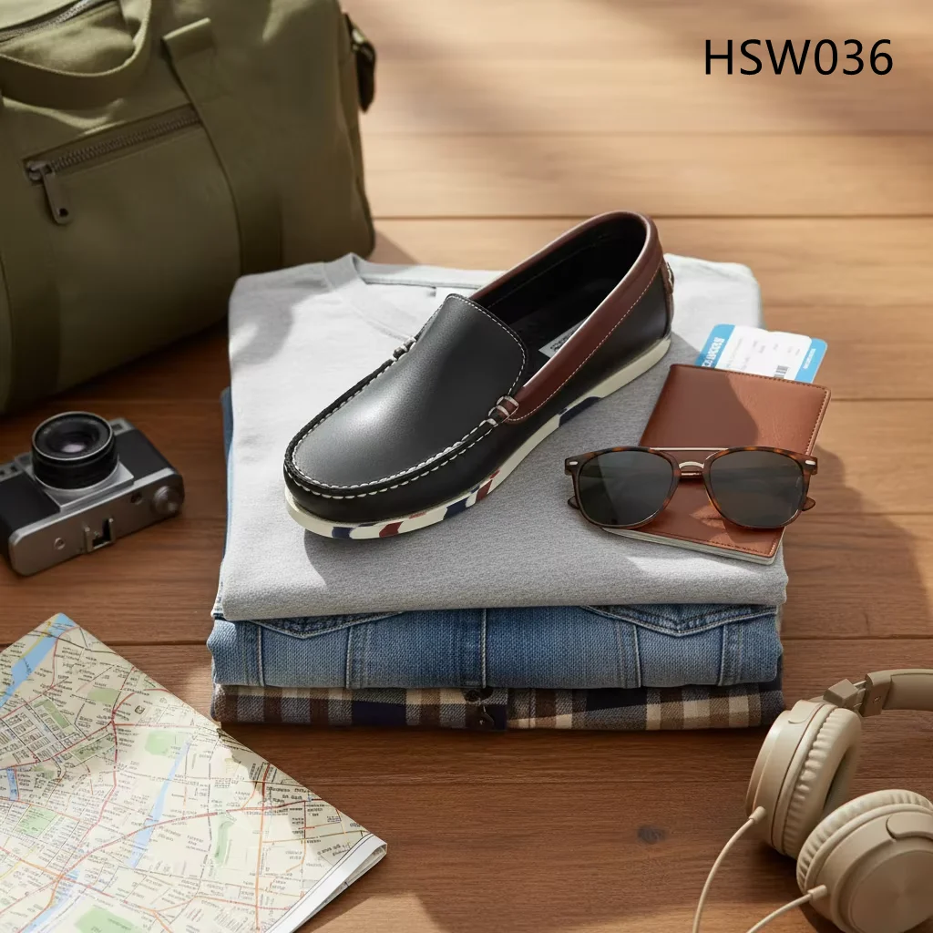 HY,Weekend Outing Mixed Colorful Sole Blister-free Boat Shoes Customized logo Easy Wear Plus Size Walking Peas Shoes HSW036