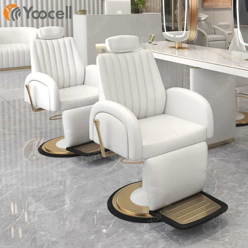 Reclining White Hairdressing Chair Salon Equipment White Reclining