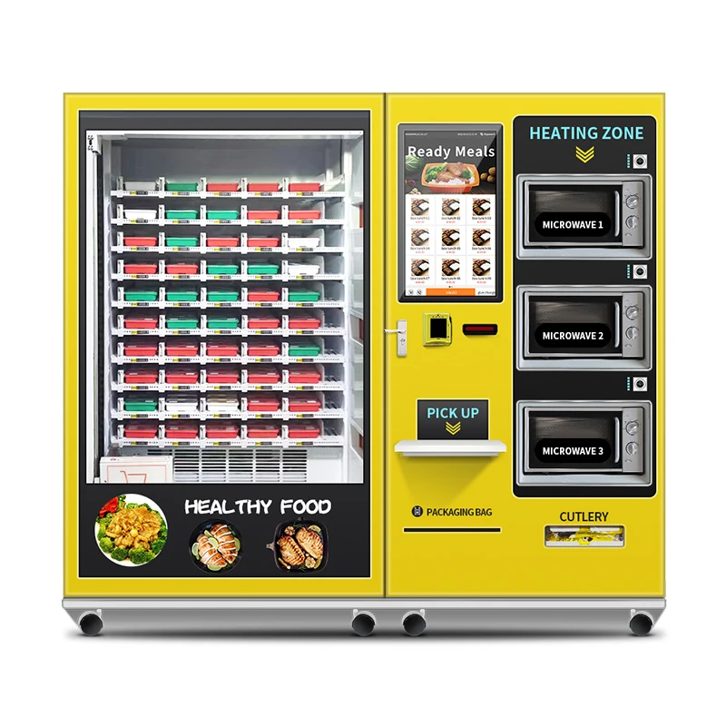 Haloo Vending Machine Supplier Microwave Heating Hot Food Vending Machine Automatic Fast Food Vending Machine for Meals Soup Hamburger Lunch Box Frozen Food