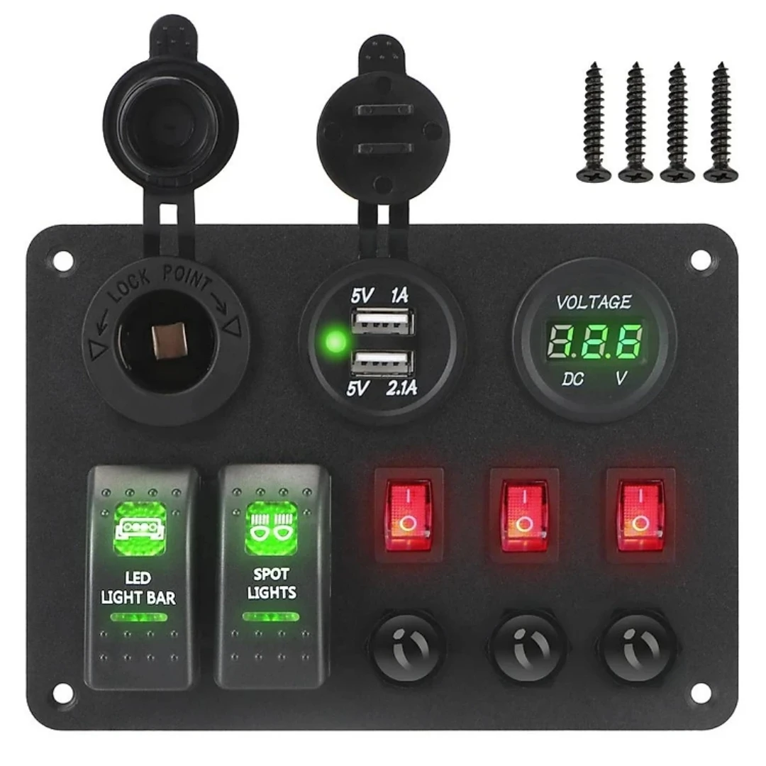 RV Control Switch Panel 12V With USB Fast Charging Female Small Switch ...