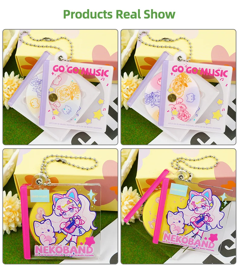 Custom Kpop Acrylic Keychain Double Sided Colored Cd Case Holder_voghion.com