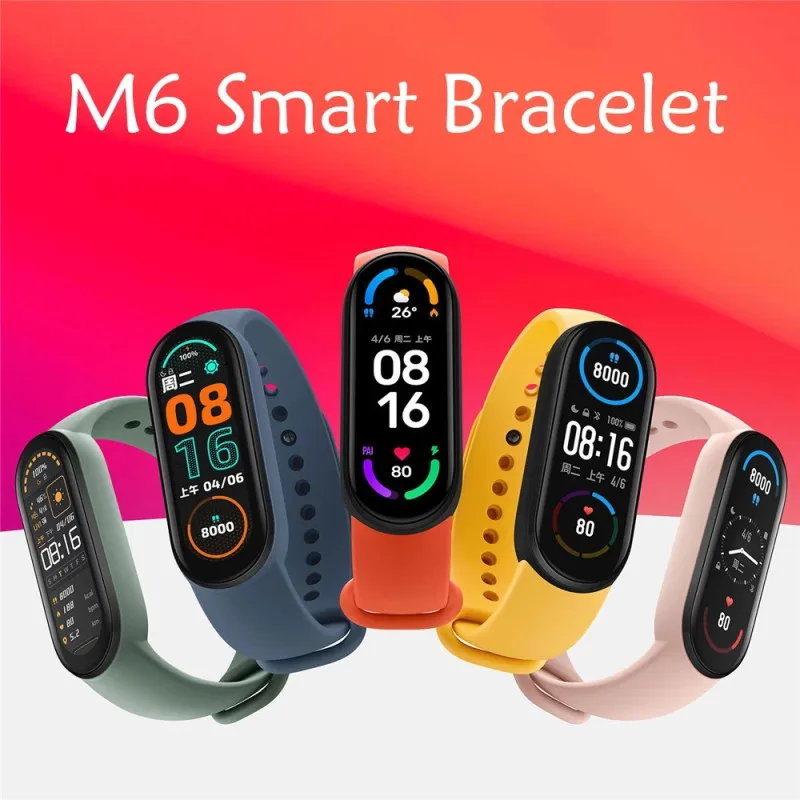 M6 Smart Bracelet Smart Watch 5 Colors Amoled Screen M6 Smartband Heart ...