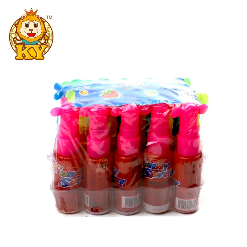 Wholesale Custom Funny Elephant Shape Sour Flavor Mixed Fruity Jam Spray Bottle Liquid Candy Sweets
