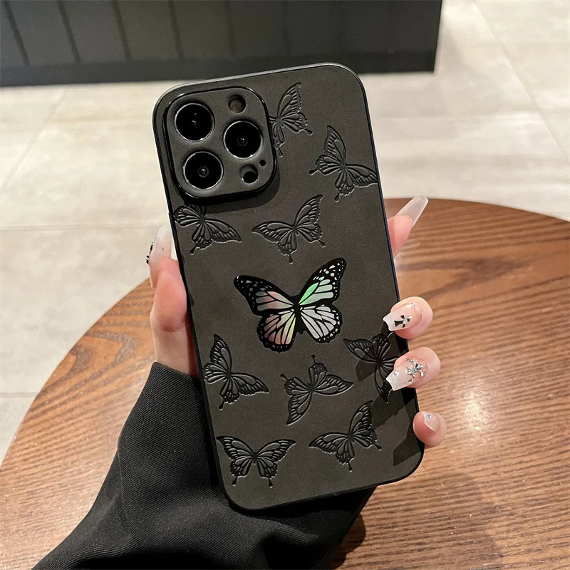 Butterfly Pattern PU Leather Phone case for iphone 11 12 13 14 15 16 17 Lens Protect Phone Cover for iphone 17 Pro Max