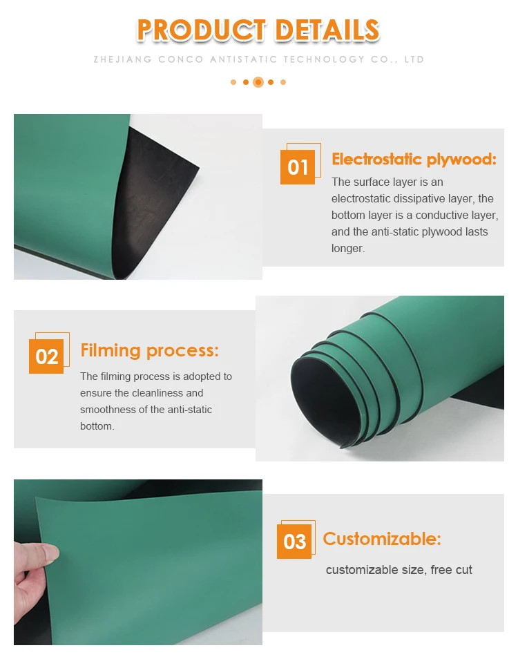 2mm Esd Mat Roll Rubber Grounding Mat Antistatic Rubber Working Mat