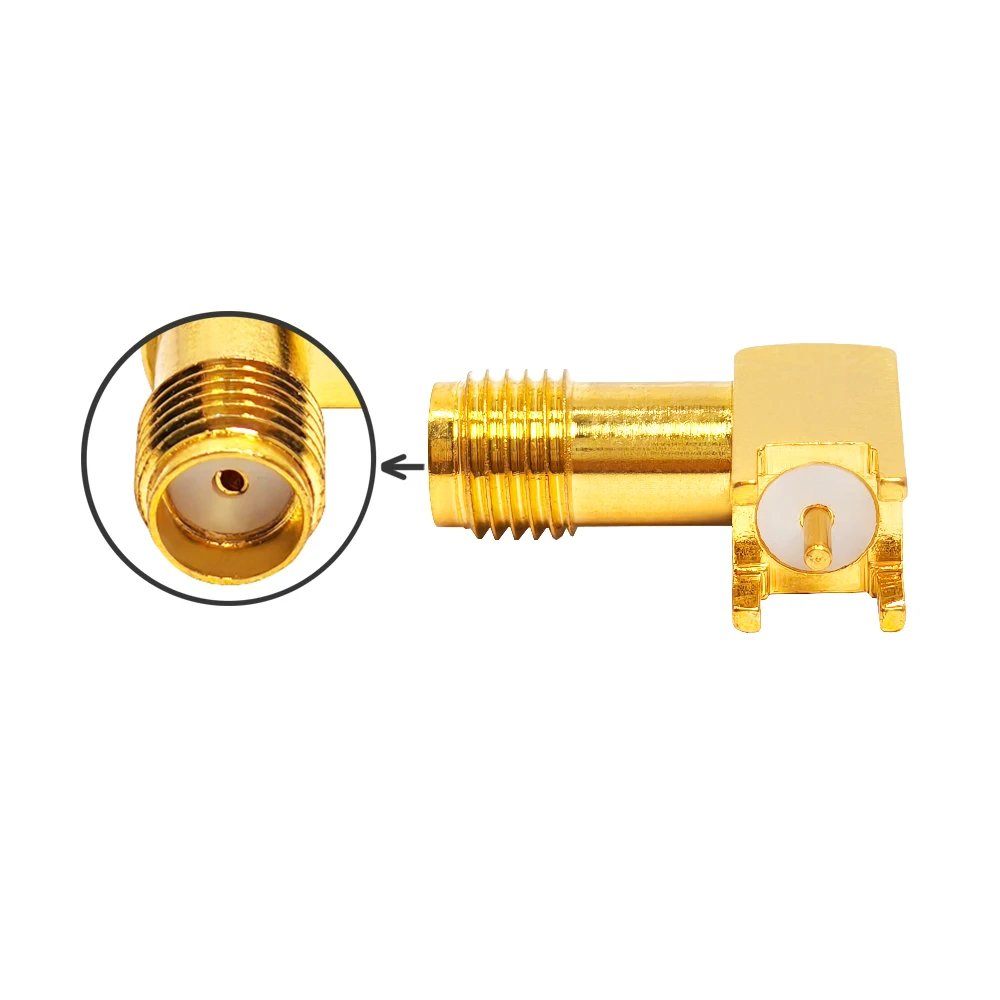 90 Degree Right Angle RF Coaxial Adapter SMA Female Connector with PCB Mount