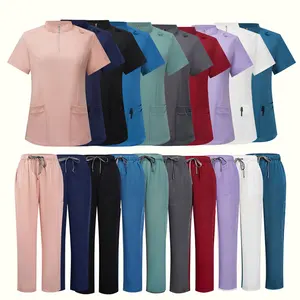 Wholesale Custom Women Medical Scrubs Set Top and Pants Hospital Nurse Uniforms Doctor Scrubs Uniform Set