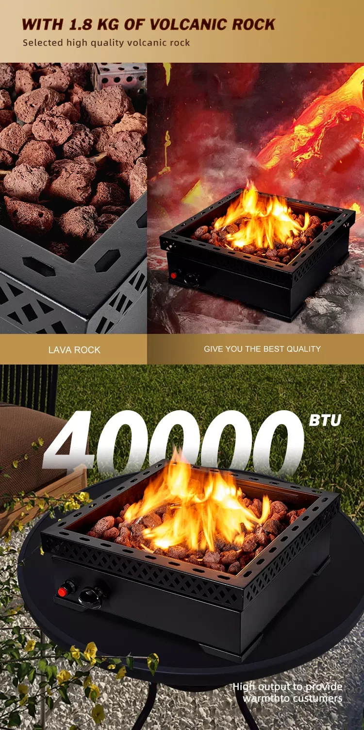 Professional China Manufacturer Vertical Square Patio Garden Outdoor Gas Fire Pit