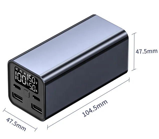 Portable PD 65w Laptop Power Bank with Super Fast Charging High Capacity 20000mah  Double USB Output Interface