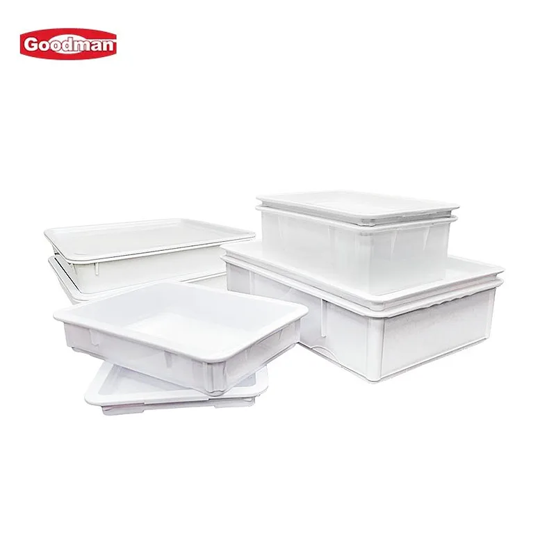 18 3/4"x12 1/2"x3 3/8" Pizza Dough Box, Polypropylene, White