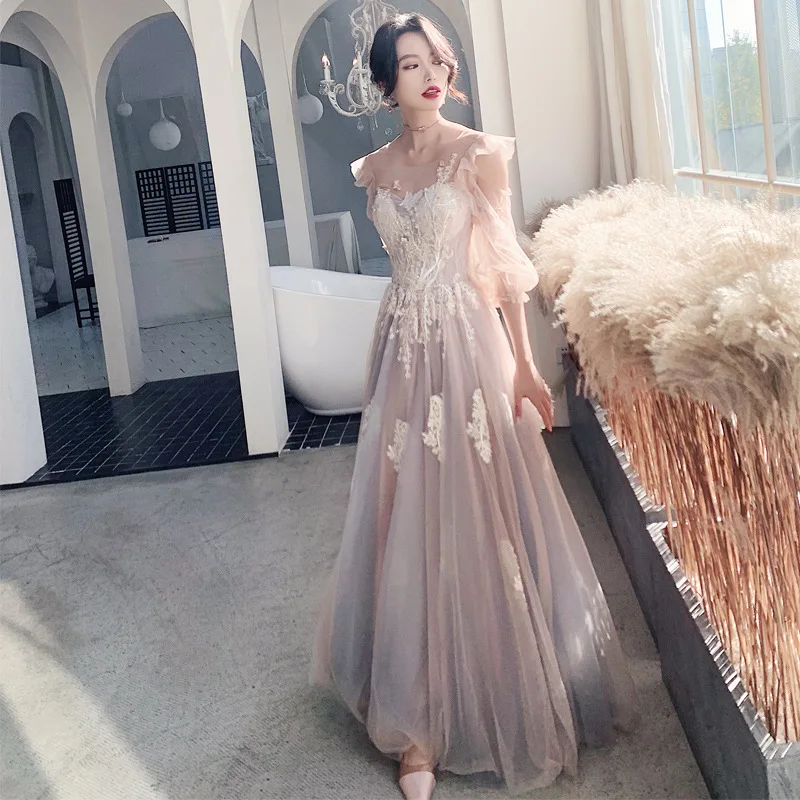 Pink Floral A-line Floor-length Evening Dress With Beading & Embroidery Oem| Min Order 2 ct Pink Floral A-line Floor-length Evening Dress With Beading & Embroidery Oem| Min Order 2 ct