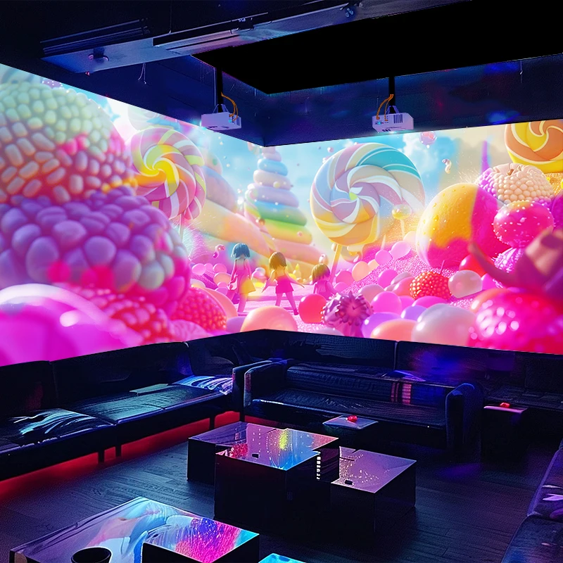 3D immersive multimedia mapping projection with blending system  360 degree in the KTV ,birthday party,restaurant