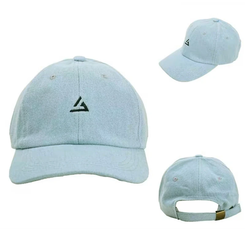 Lucky Triangle Logo Embroidery Denim Blue Sun Hats for All