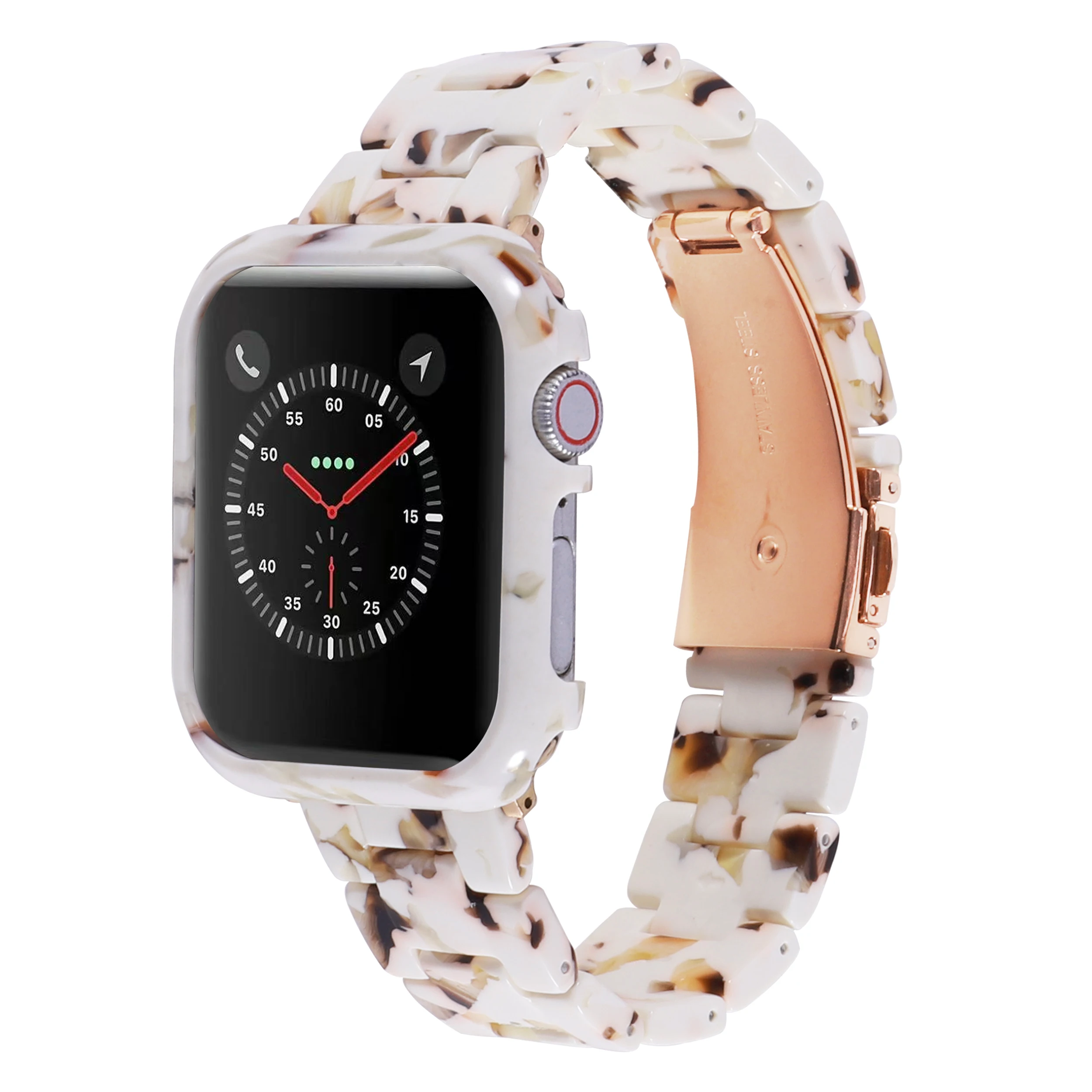 Resin Strap+watch Case For Apple Watch Band Series Se 7 6 5 Watch Cover