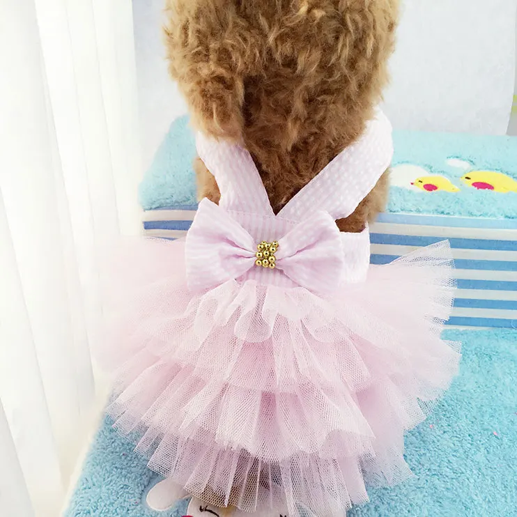 
Puppy Dog Princess Dresses Cats and Small Dogs Vest Skirt Cute Bow-Knot Pets Clothes Adorable Tutu Dog Dresses 