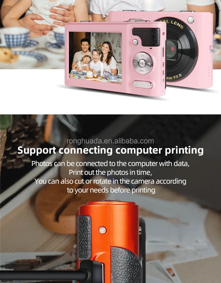 Rechargeable Digital Camera 30MP Mini Compact Cam Full HD 1080P Digital Video Cameras for Photography