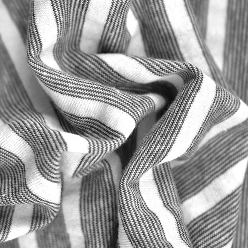 Spring and Summer Cotton Linen Striped Single Jersey Fabric Yarn-dyed in Stock