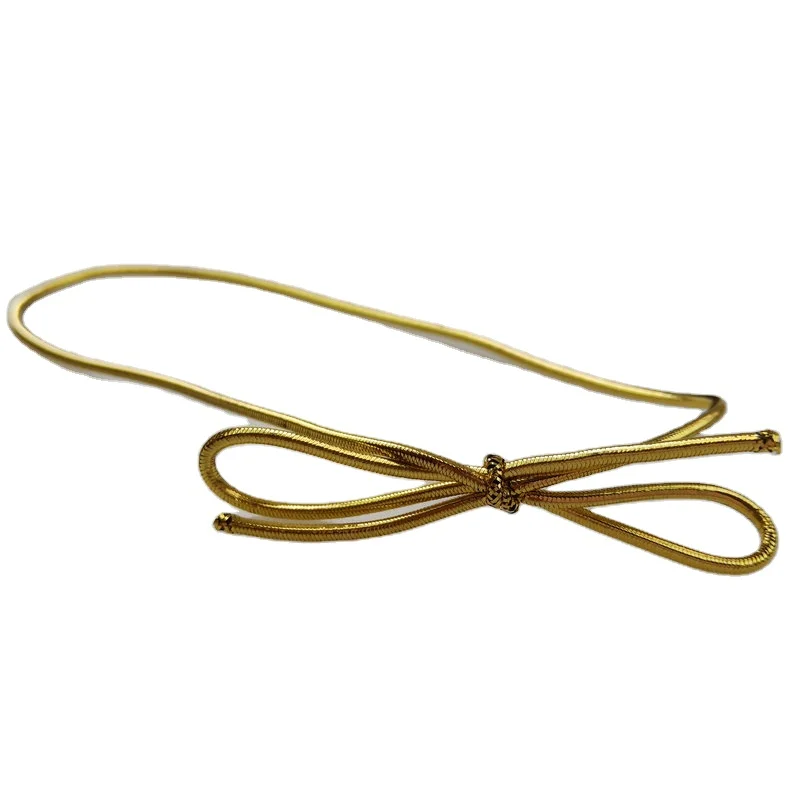 6 Metallic Gold Stretch Cord Loops with Pre-Tied Bows, 50 Pack