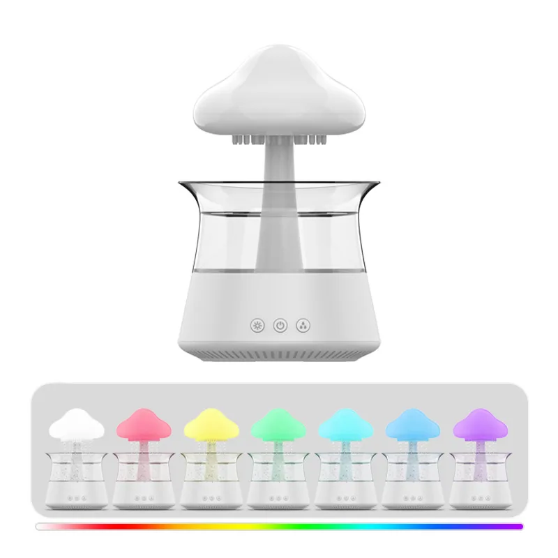 Rain Cloud Humidifier With Remote Control Water Drip Mushroom Diffuser Rain Drop Humidifier for Sleeping Relaxation