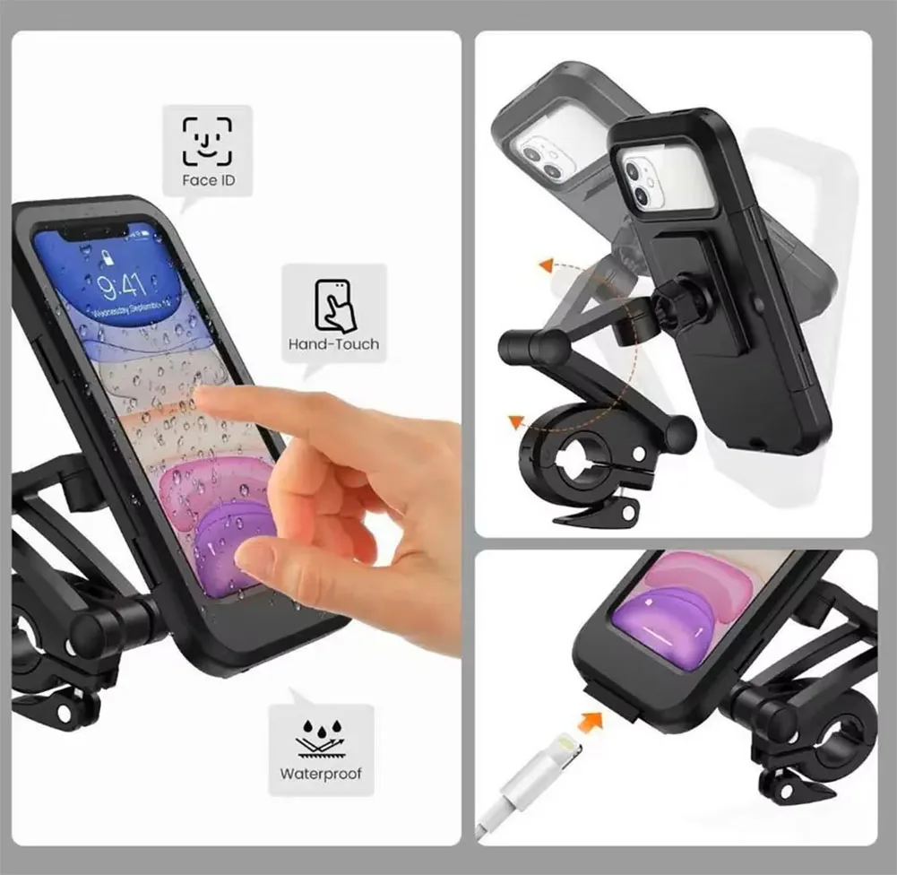 360 Degree Motorcycle Bike Bicycle Phone Holder Stand Mount Waterproof Folding Adjustable Outdoor Mobile Phone Holder Stand