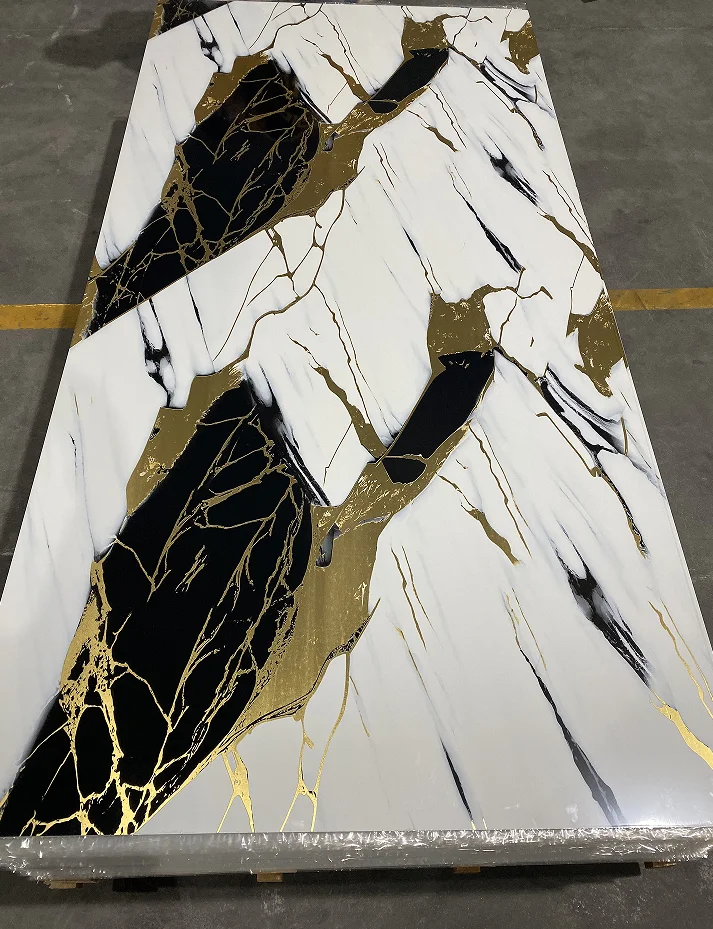 2024 Modern Style Gilt 4*8 UV Board White With Gold Marble Sheet Wall Panel for Home Background Wall Decoration