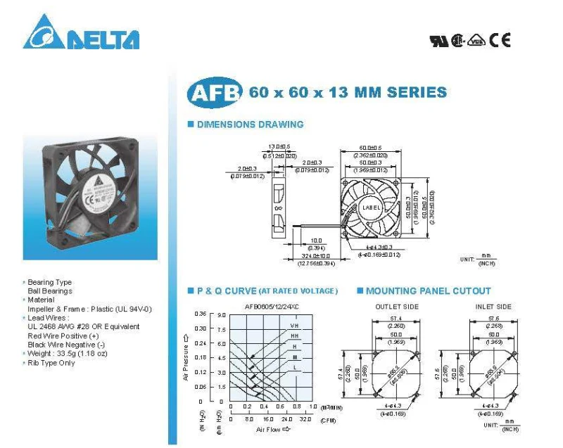 Original electric axial flow cooling fan AFB0612HH-W150 12V DC Cooling fan