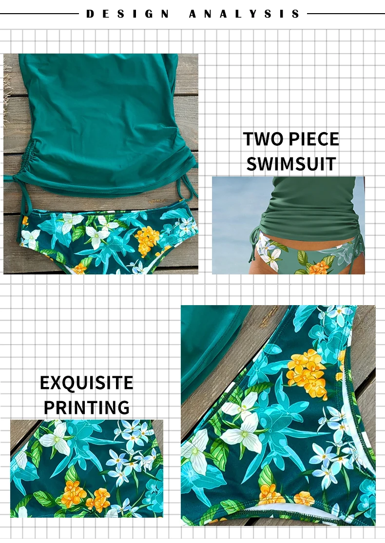 Wholesale Women's Luxury Two Piece Swim Suits Floral Ladies Swimwear