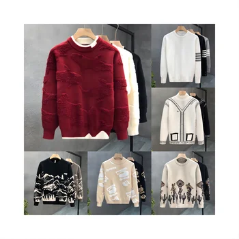 Autumn and winter high street fashion pullover loose simple style pullover sweater soft black O-neck knitted sweater for men
