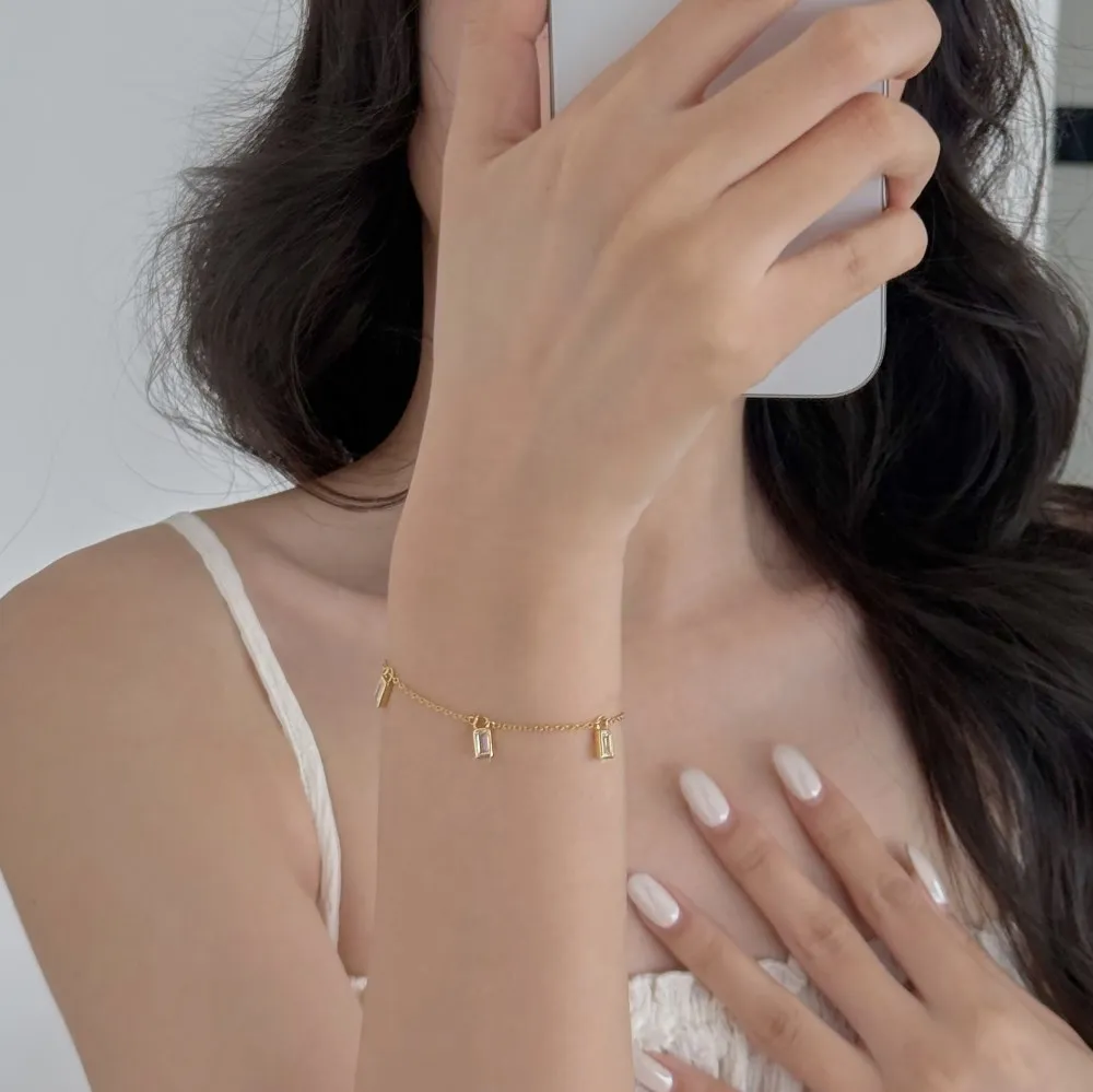 KAKODIY Unique Design Women's Jewelry 925 Sterling Silver Chain Multi Rectangular 5A Zirconia Zircon Pendant Chain Bracelet detail 3