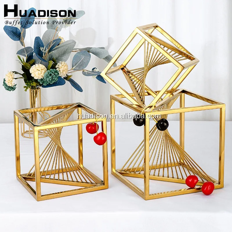 Huadison Factory Direct square Buffet Riser Set Metal Display Stand Food Riser for Hotel Catering