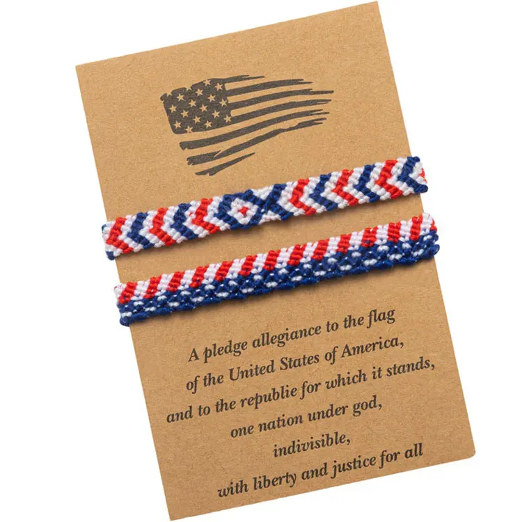 USA Flag Bracelet – Handmade American Pride Jewelry For Women & Men, Adjustable Rope Bracelet - View #5