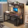 Escritorio de 15 mm de grosor - con estantería - nogal oscuro - 100 cm