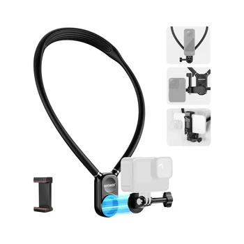 NEEWER Necklace Holder Action Camera Neck Mount Quick Release Magnetic Holder with Phone Clip Compatible with Hero 13 12 11 10