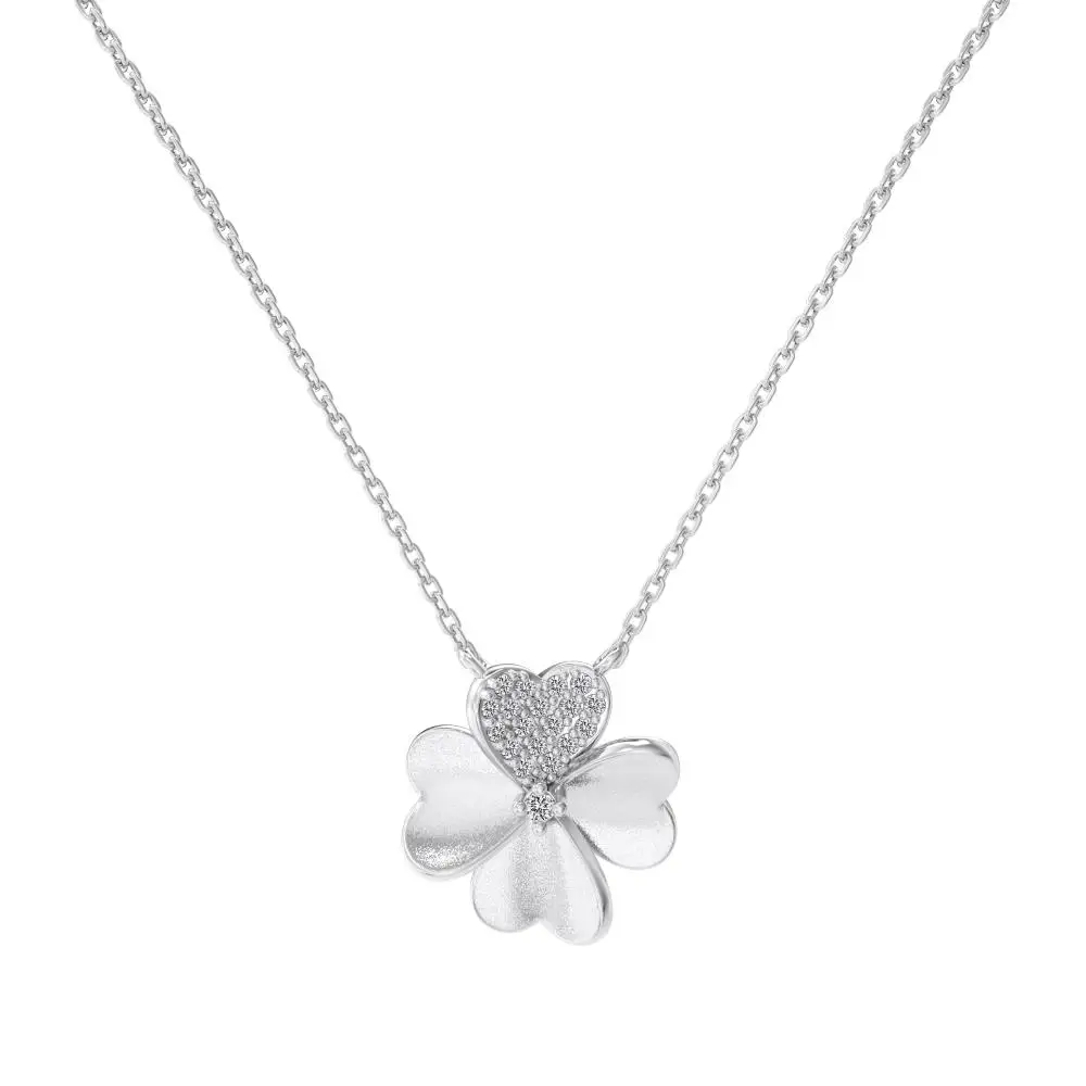 KAKODIY Lucky Four Leaf Clover 18K Gold Plated Zircon Jewelry 925 Sterling Silver Necklace detail 2