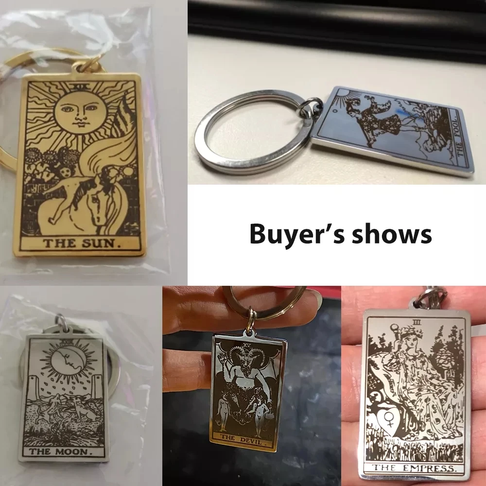 The Major Arcana Pendant Keychain First Set of Cards in the Tarot Oraculo Card Vintage Key Ring Stainless Steel Jewelry