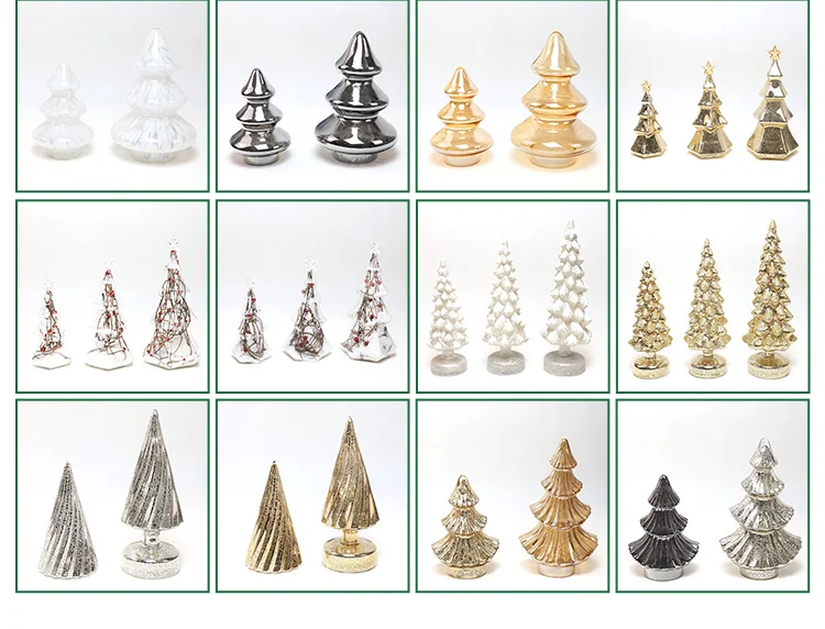 small artificial christmas-decorations-made-in-china tabletop glass sculpture tree supplier