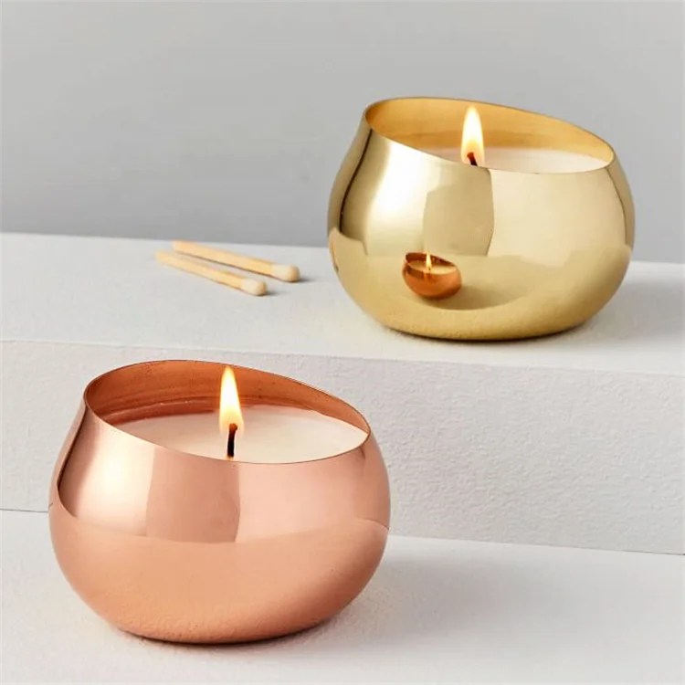 New design Aluminum Candle Jar Egg Shape Custom color home decor Metal Candle holder jars for candle making