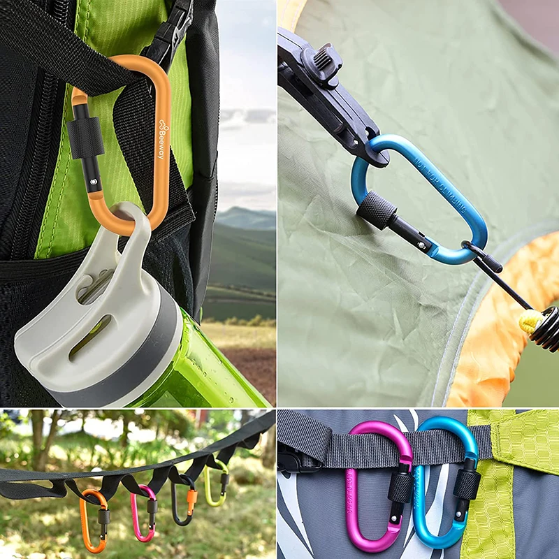 Custom logo safety 12kn hammock grade screw lock heavy duty camping clip rock climbing carabiner