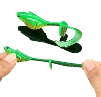 CHEERY Printed PVC Floating Twisting Lure Baits Curly T-Tail Bass Mandarin Fish Zander Lake Stream River Micro Jig Heads – Metal Jig – view 3