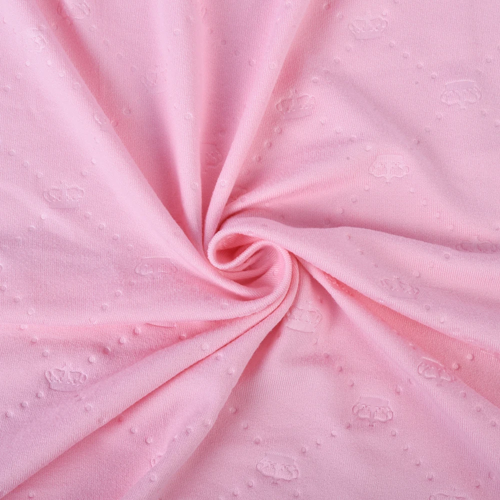 Custom Design Super Soft 96% Polyester 4% Spandex 160cm DTY Jersey Spandex Emboss Knitted Fabrics for Garments for Girls